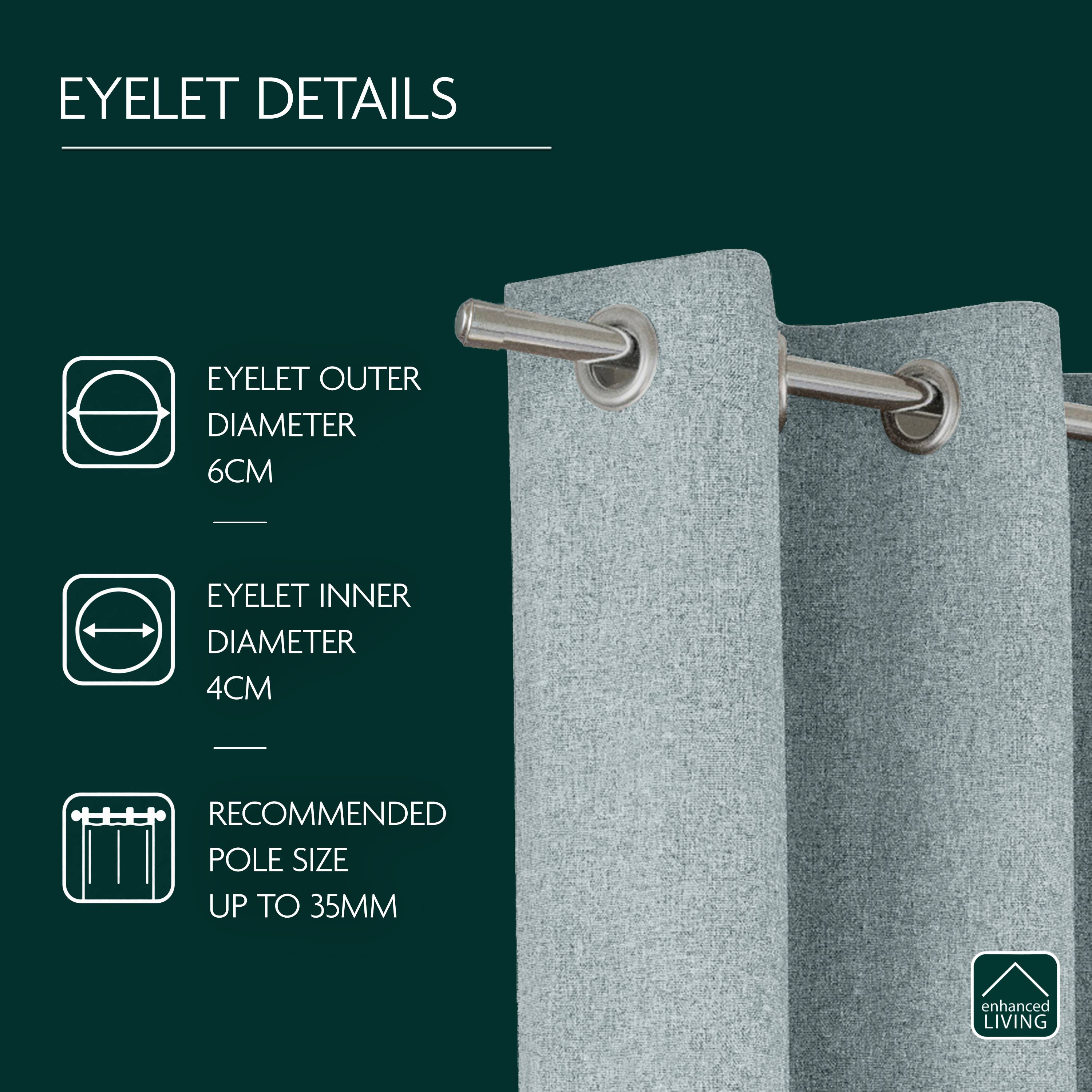 Enhanced Living Austin Eyelet Blackout Thermal Curtains - 168 x 137cm - Blue - Image 3