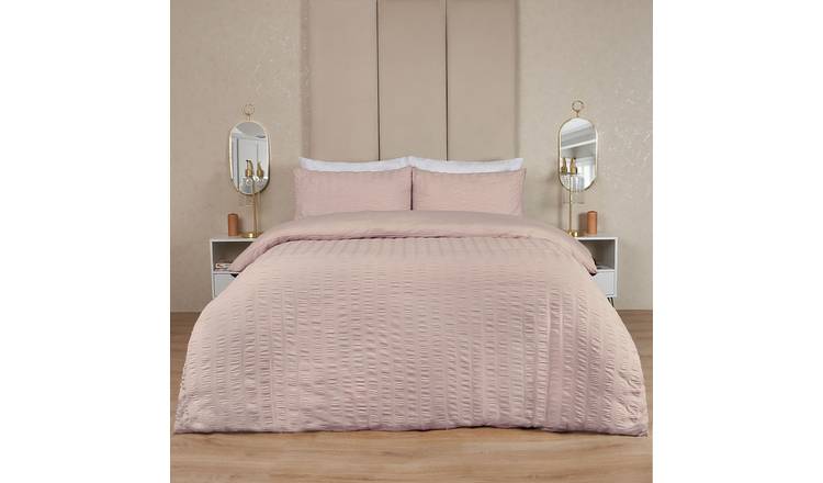 OHS Seersucker Duvet Cover Set Bedding Natural - Single