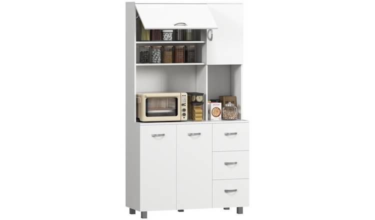 HOMCOM Storage Sideboard with 3 Small Drawers and Flip Up Top Door - White