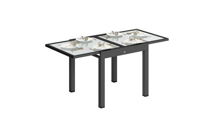 Outsunny Extending Garden Table with Aluminium Frame - Black and Clear