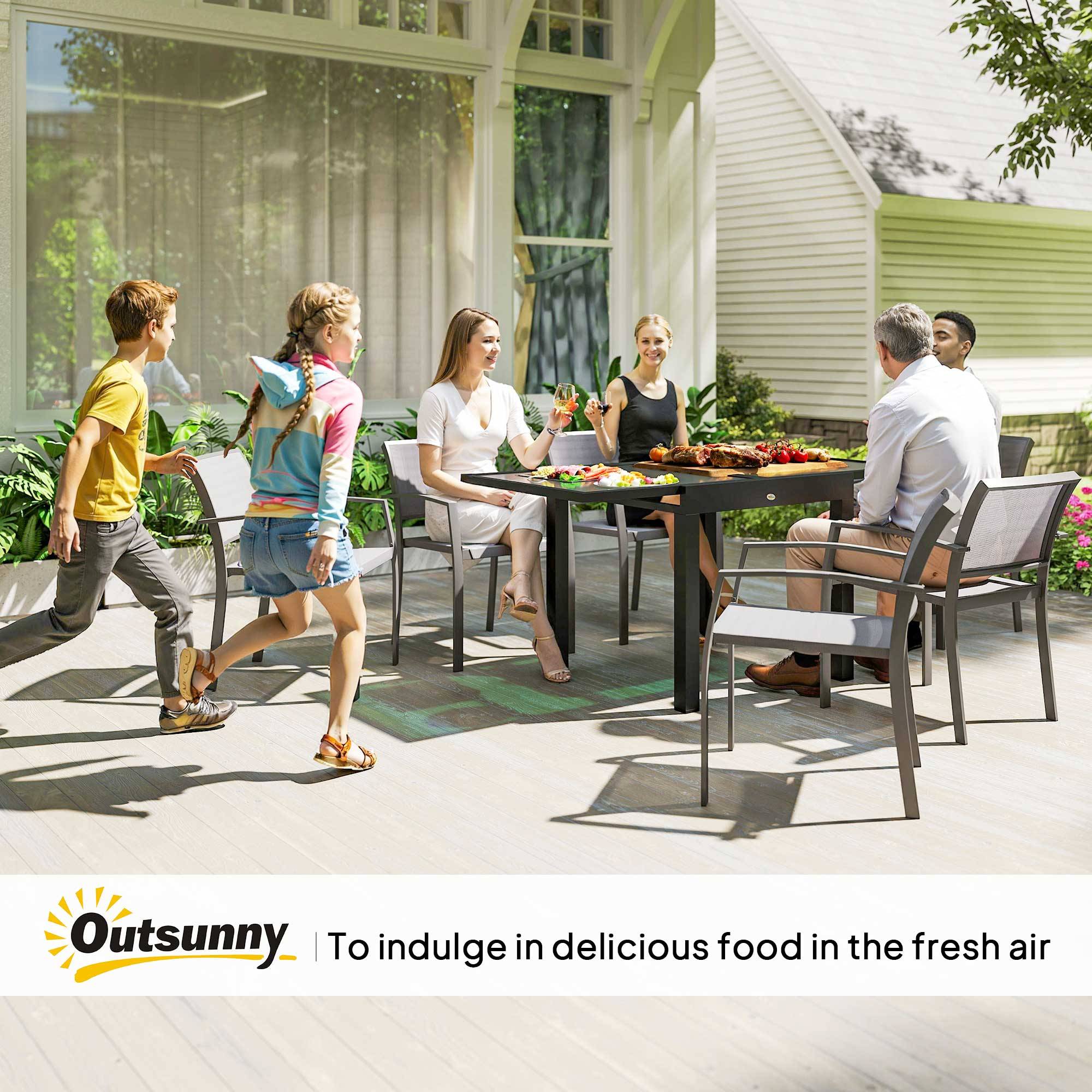 Outsunny Extending Garden Table with Aluminium Frame - Black and Clear - Image 7