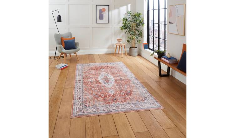 Mega Flooring Orange Traditional Bordered Rug - 120 x 170cm