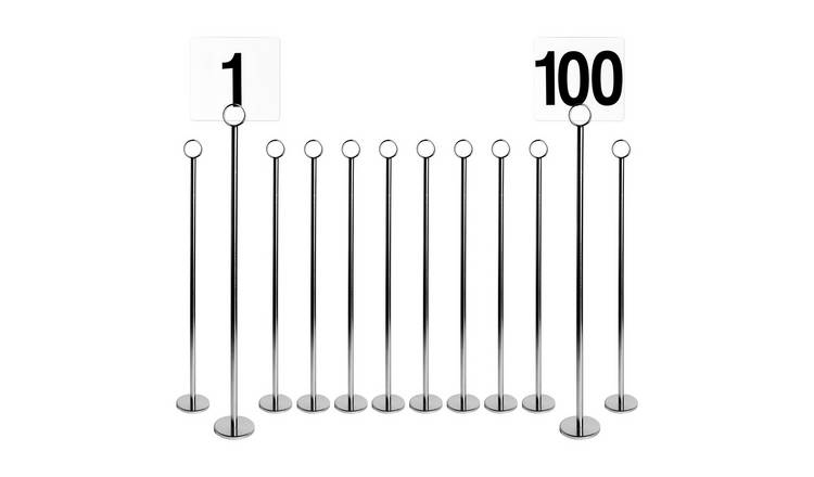 Argon Tableware Table Numbers with 46cm Holders - Silver - Pack of 100