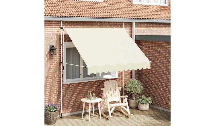 Walplus Manual Polyester Retractable Awning - Cream - 250 x 120 cm