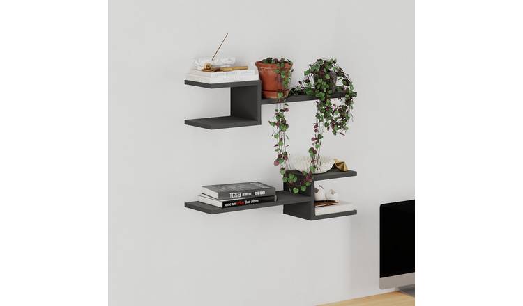 Decortie Fork Particleboard Floating Wall Shelf - Anthracite