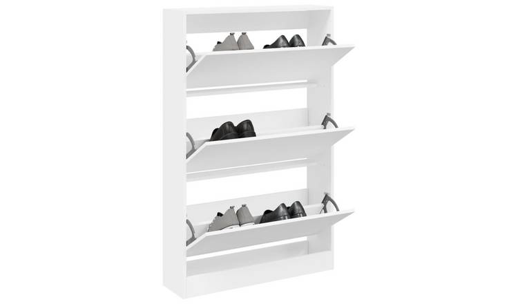 Walplus Engineered Wood Shoe Cabinet - White - 80 x 21 x 125.5 cm