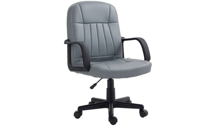 HOMCOM Faux Leather Adjustable Swivel Office Chair - Grey