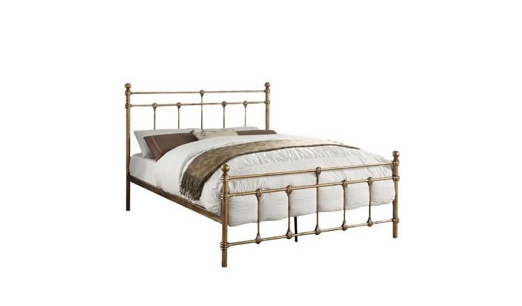Slumberworks Bayford Vintage Style Metal Small Double Bed Frame – Brass