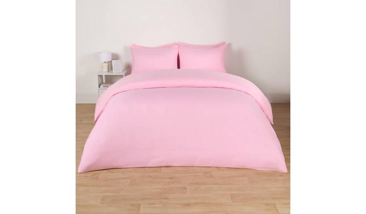 OHS Plain Dyed Microfibre Duvet Cover Set Bedding Pink - Single
