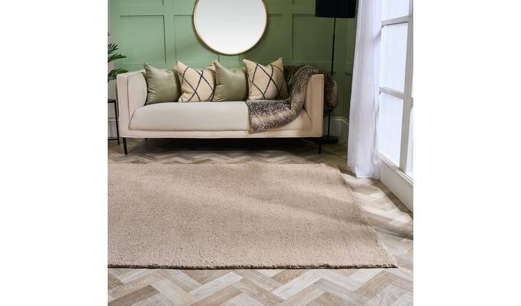 OHS Cosy Teddy Non-Slip Rug - 120 x 170cm - Natural