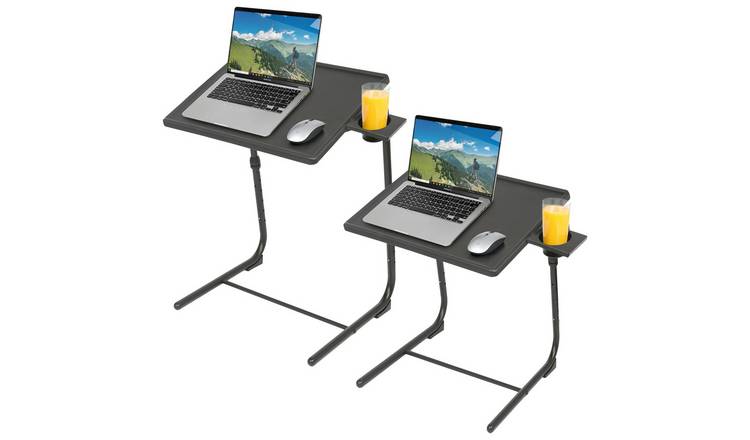 Harbour Housewares Height Adjustable Folding Laptop Tables - Black - Pack of 2