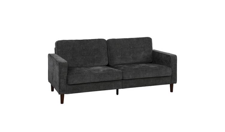 HOMCOM 3 Seater Velvet Modern Button Tufted Sofa - Dark Grey