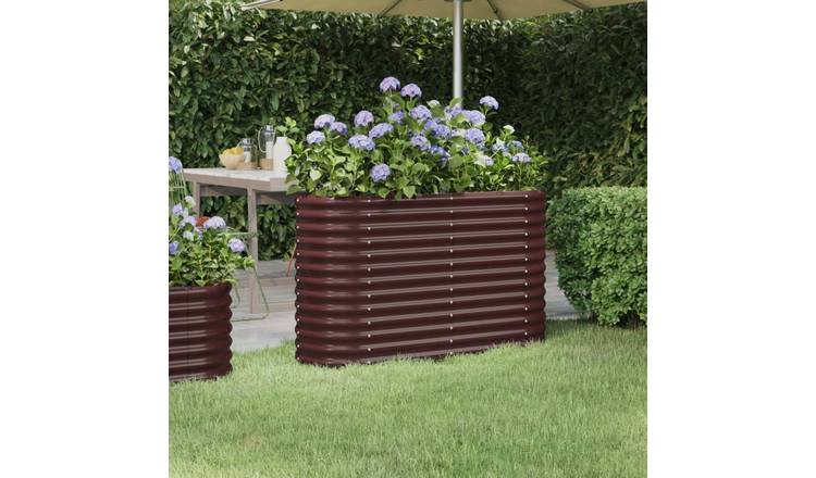 Walplus Galvanised Steel Raised Garden Bed - Brown - 114 x 40 x 68 cm