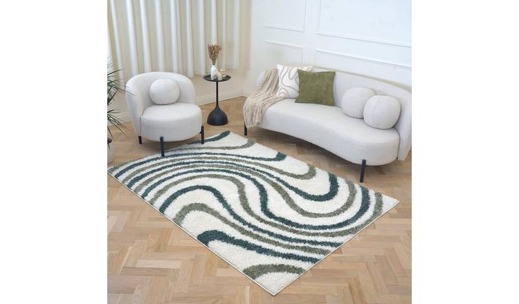 The Rugs Green Moodi Wavy Shaggy Rug - 200 x 290cm