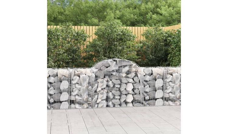 Walplus Pack of 2 Galvanised Iron Gabion Basket - Silver - 200 x 50 x 80-100 cm