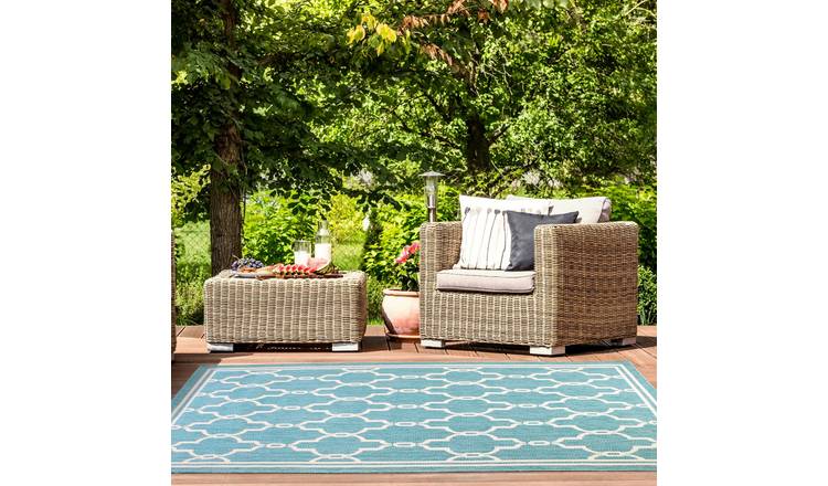 Mega Flooring Blue Modern Geometric Rug - 80 x 150cm