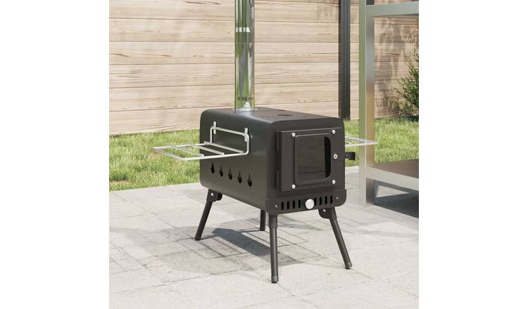 Walplus Tent Stove with Chimney and Foldable Legs - Black - 42.5 x 56 x 222.5 cm