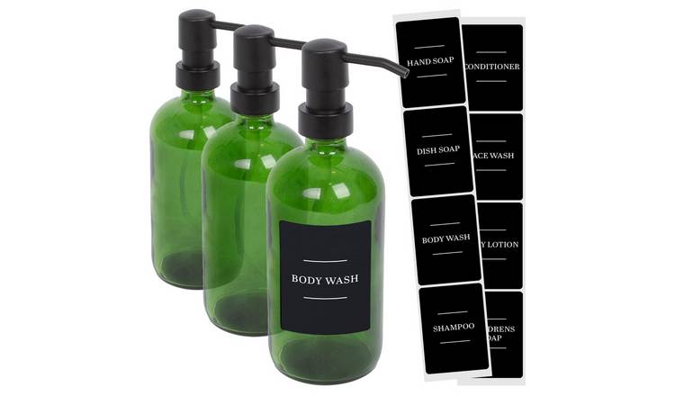 Harbour Housewares Soap Dispensers with Labels - Set of 3