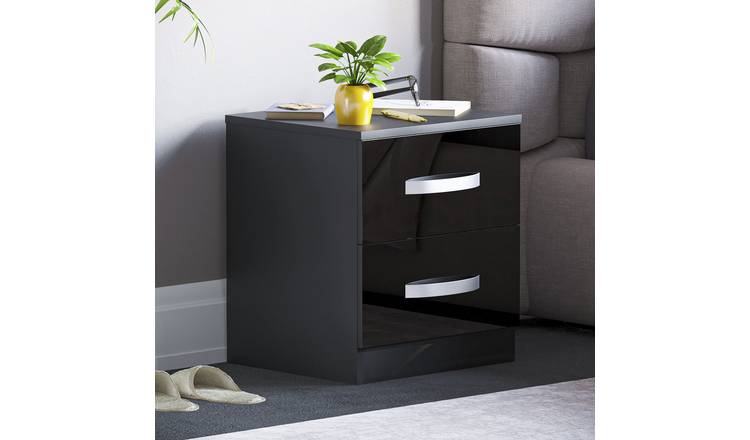 Vida Designs Hulio 2 Drawer Bedside Cabinet - Black