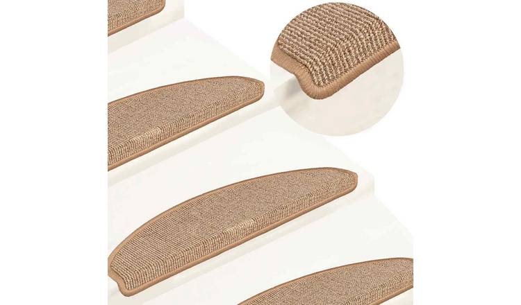 Walplus Pack of 15 Half Round PP Stair Mats - Light Brown - 65 x 21 cm