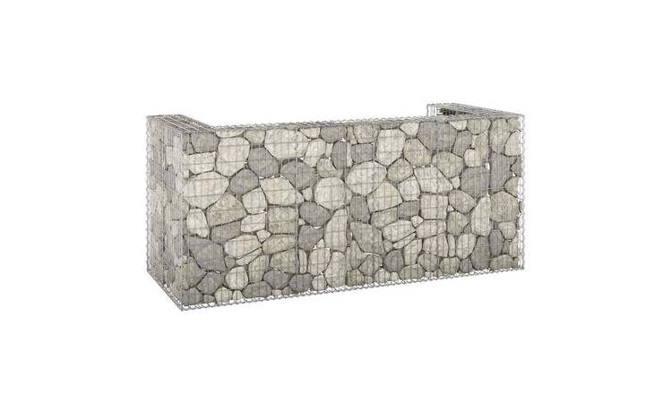 Walplus Galvanised Steel Gabion Wheelie Bin Store - Silver - 254 x 100 x 110 cm