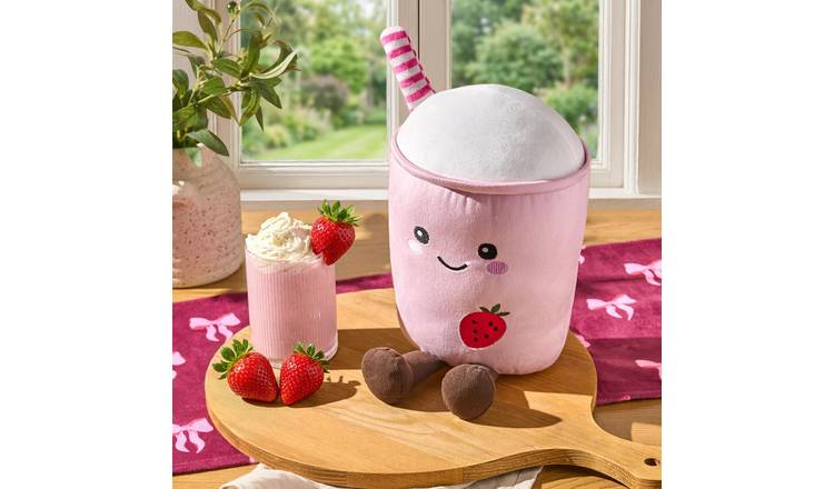 OHS Molly The Milkshake Shaped Scatter Cushion - Pink - 25cm