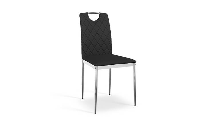 Furniture Online Monza Chrome Legs Set Of 2 Faux Leather Dining Chair – Black