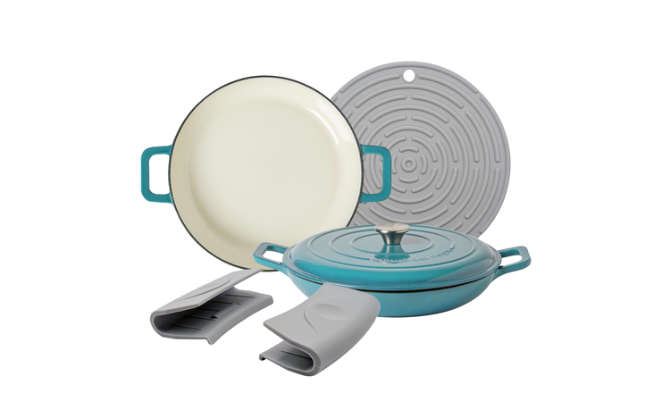 Argon Tableware Cast Iron Casserole Dishes - Teal Ombre - Set of 2