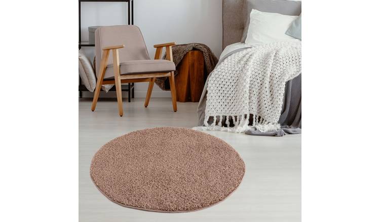 The Rugs Beige Myshaggy Plain Round Shaggy Rug - 120cm