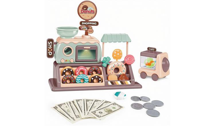 deAO Toy Donut Maker Shop Set - Brown