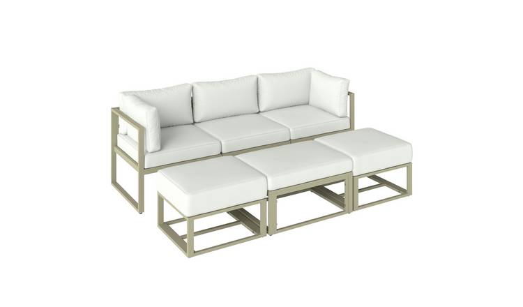 Outsunny 6 Piece Aluminium Sofa with Coffee Table and Cushions - Cream