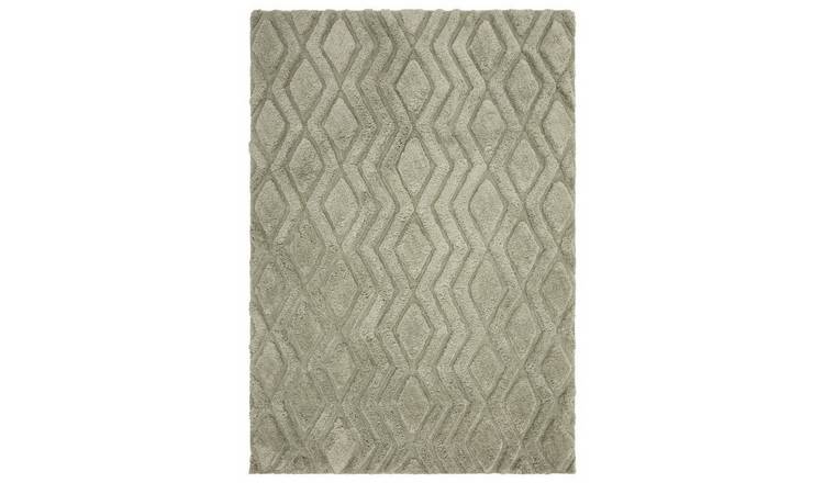Mega Flooring Green Shaggy Geometric Rug - 120 x 170cm