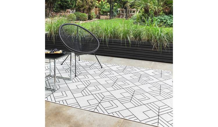Mega Flooring White Modern Geometric Rug - 200 x 290cm