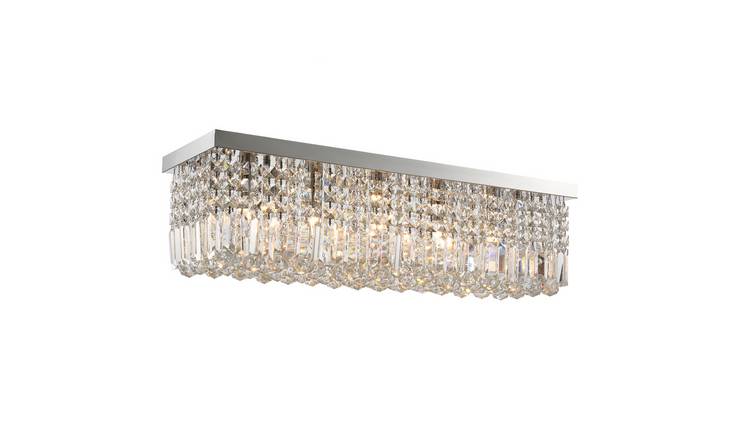 HOMCOM Modern Square Crystal Ceiling Light - Silver