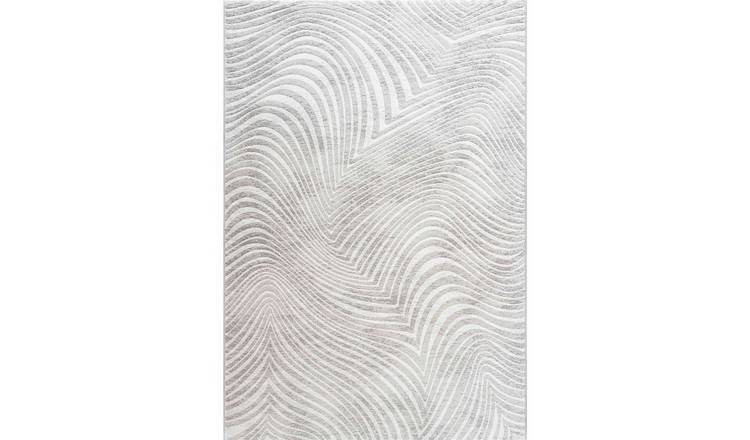 Mega Flooring White Modern Abstract Rug - 80 x 150cm