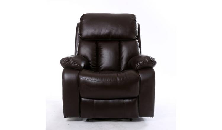 Furniture Online Chester Bonded Leather Manual Recliner Chair - Brown