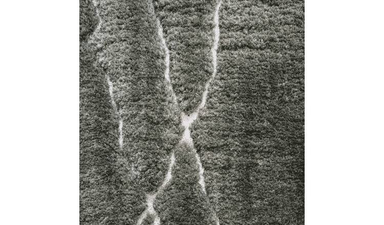 Mega Flooring Green Shaggy Chequered Rug - 80 x 150cm