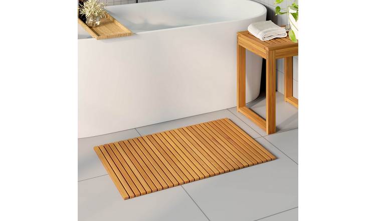 Walplus Acacia Wood Bath Mat Folding - Brown - 80 x 50 cm