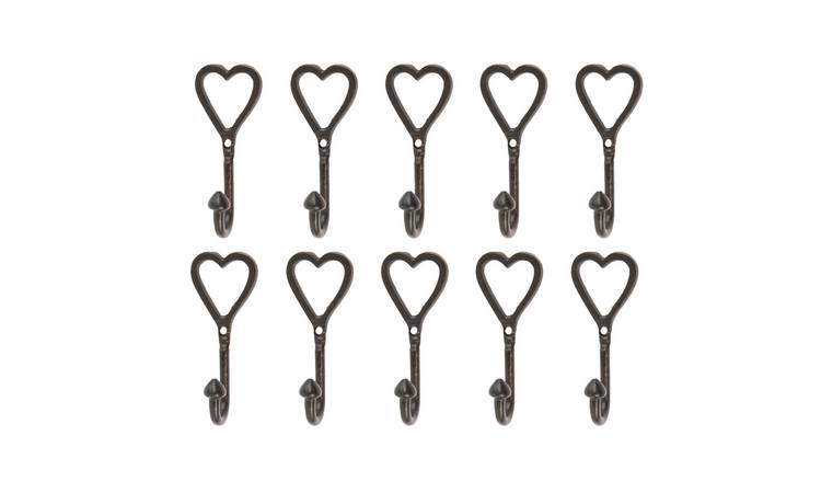 Hammer & Tongs Single Heart Hook - Black - Pack of 10
