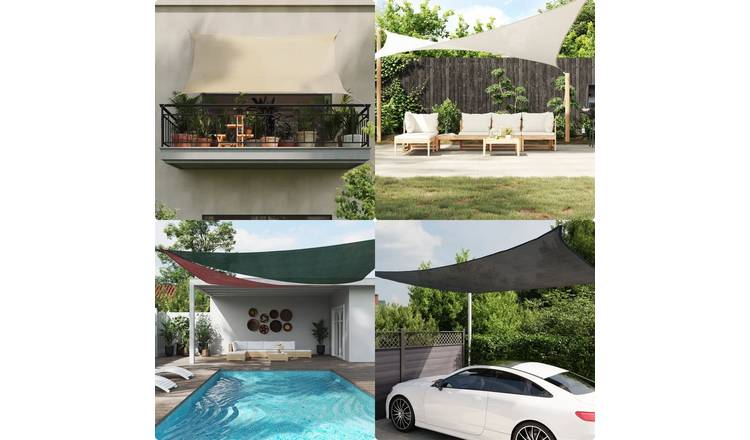 Walplus Triangular HDPE Sun Shade Sail - Dark Green - 450 x 450 x 450 cm