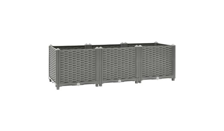 Walplus Polypropylene Raised Garden Bed - Light Grey - 120 x 40 x 38 cm
