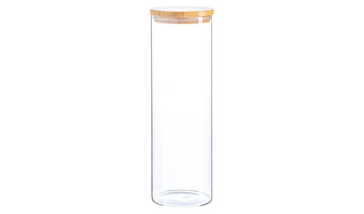 Argon Tableware Scandi Glass Storage Jar with Wooden Lid