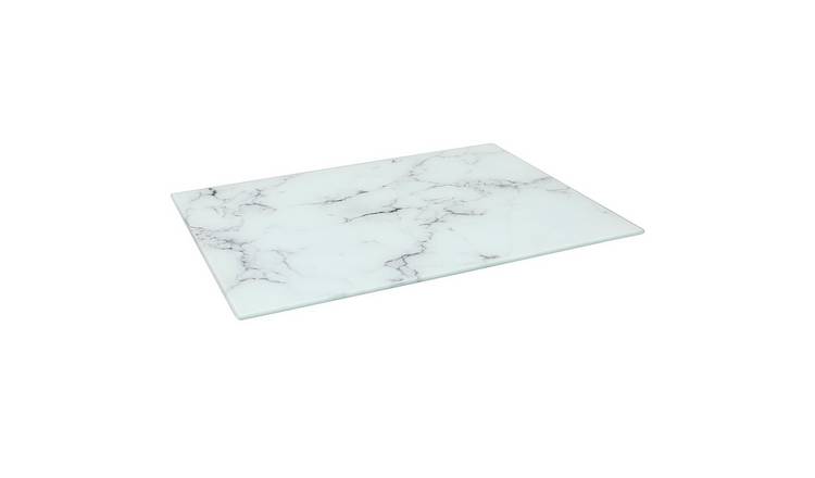 Harbour Housewares Rectangle Glass Chopping Board - 50cm x 40cm - Marble