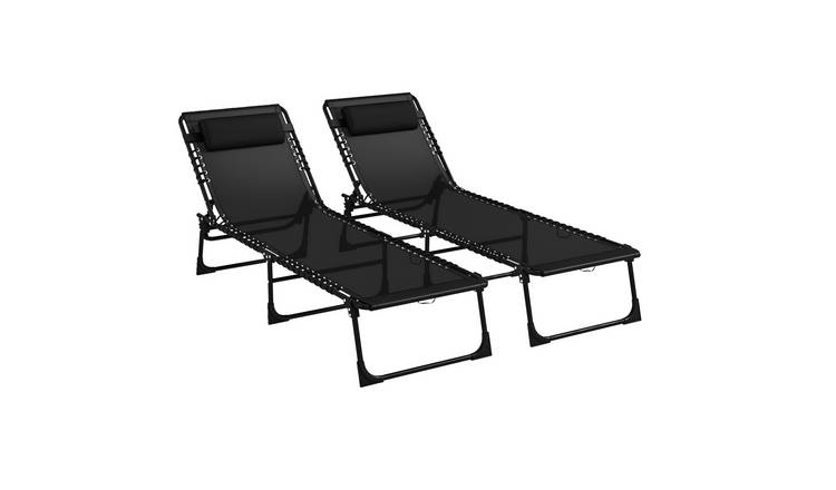 Outsunny 2 Piece Garden RecliningSun Lounger - Black
