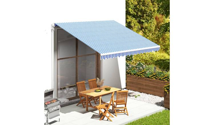 Walplus Polyester Awning - Blue and White - 400 x 350 cm - 380 x 345 cm Fabric
