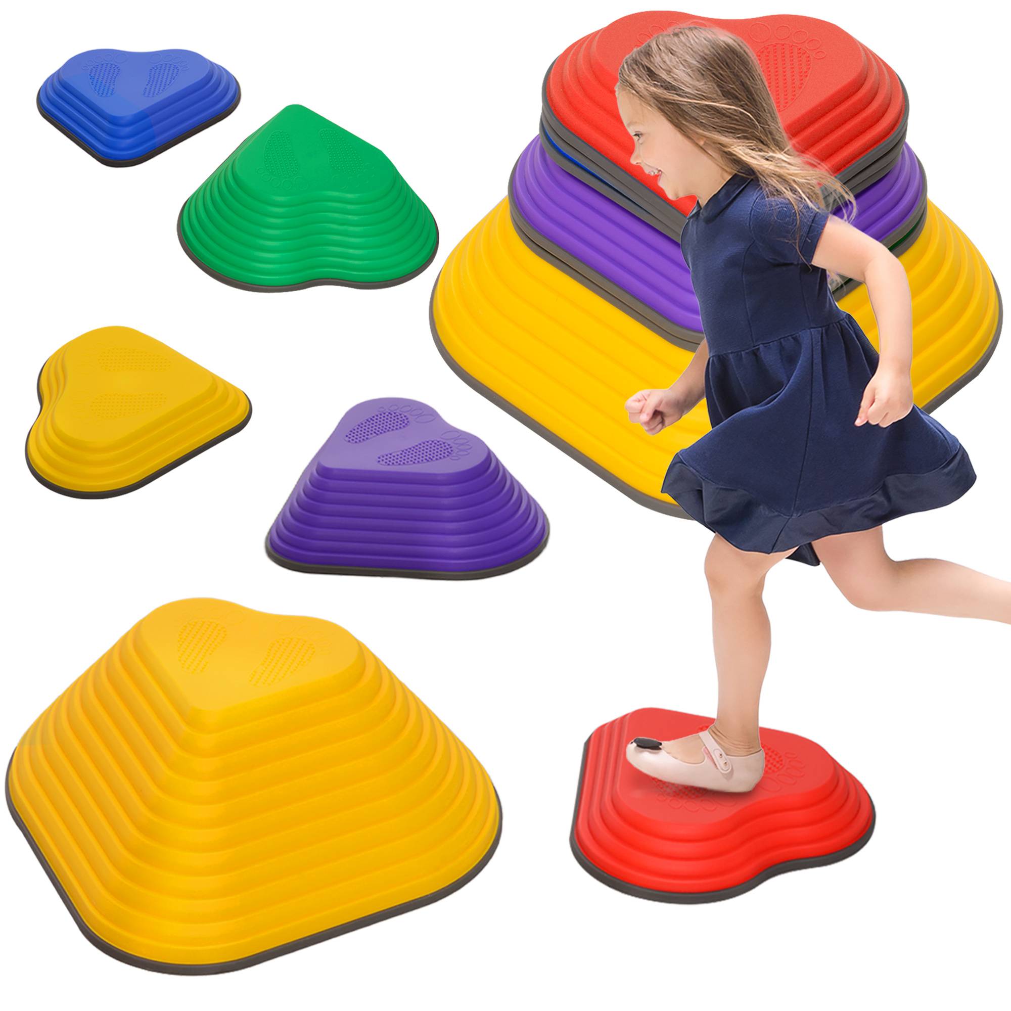 AIYAPLAY 6 Piece Kids Heart NonSlip Stackable Stepping Stones - Image 1