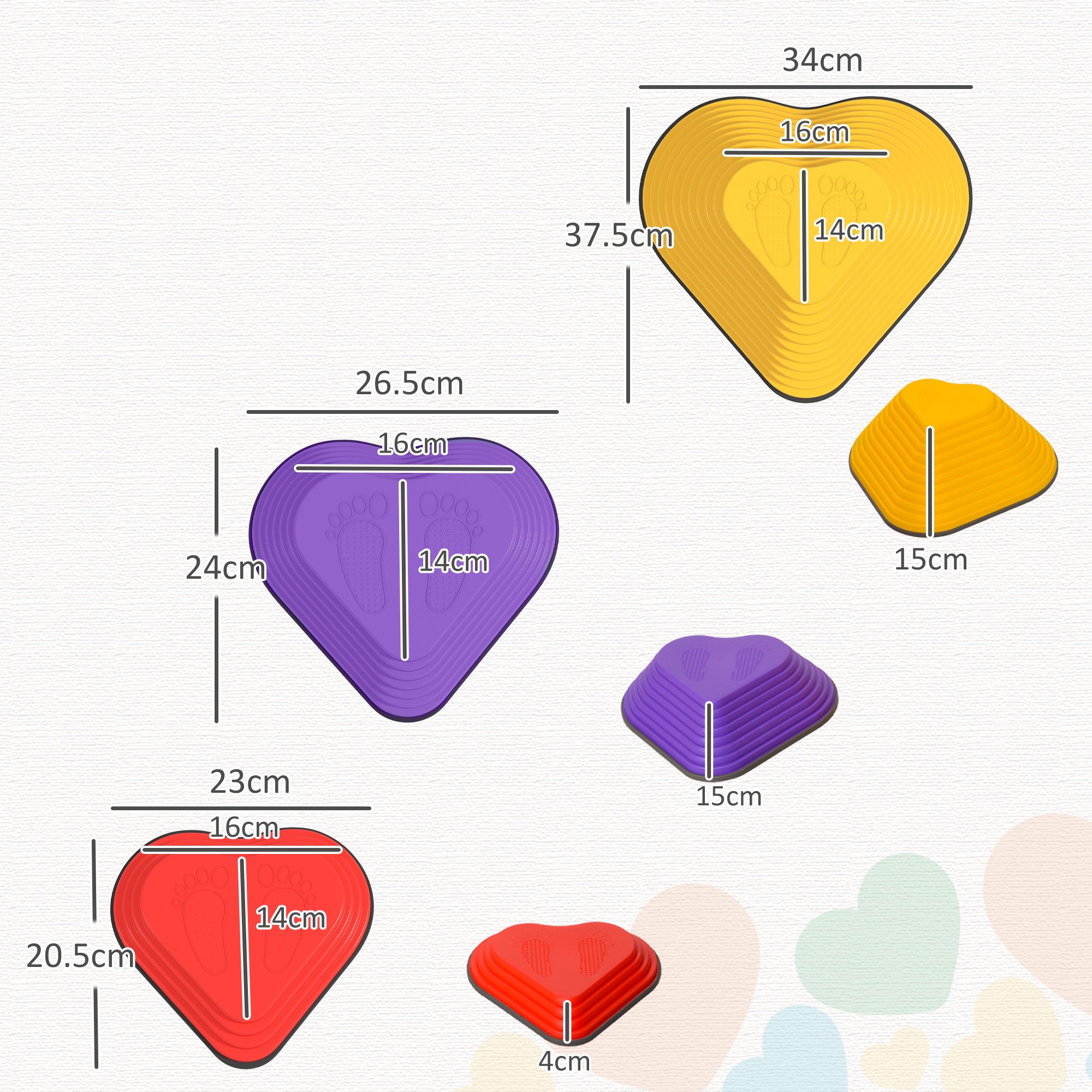 AIYAPLAY 6 Piece Kids Heart NonSlip Stackable Stepping Stones - Image 2