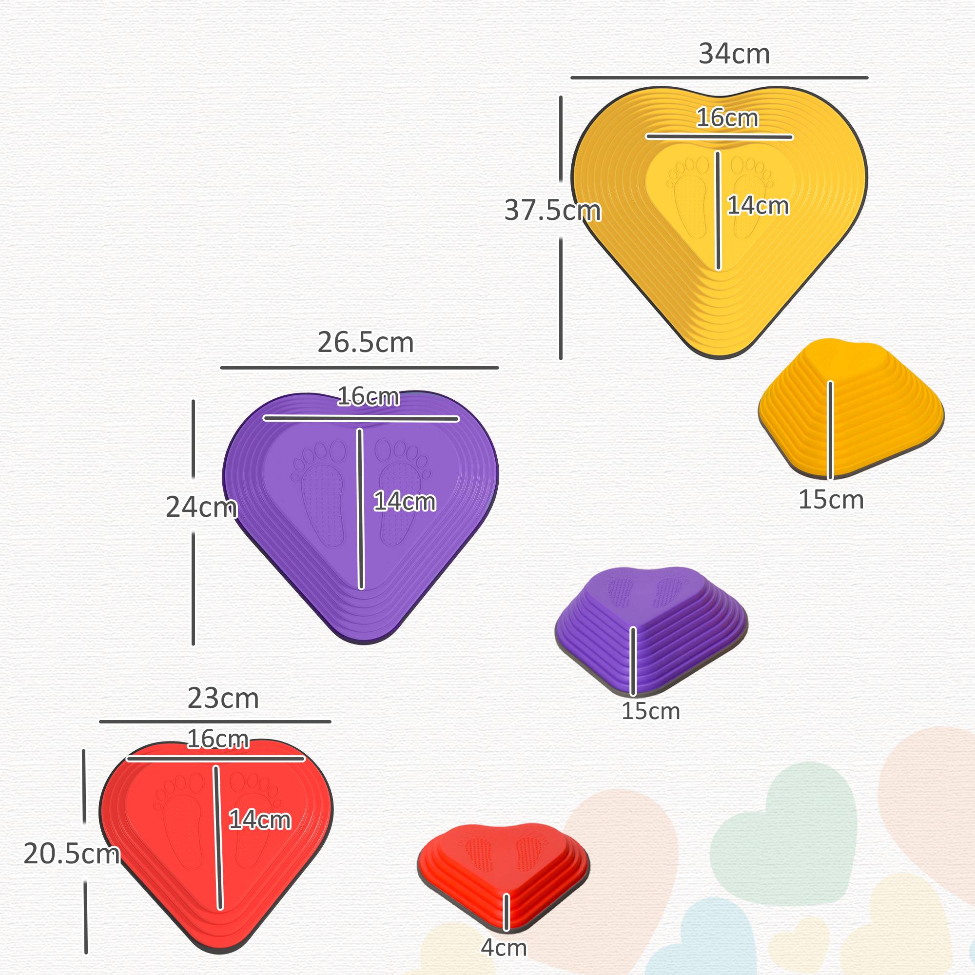 AIYAPLAY 6 Piece Kids Heart NonSlip Stackable Stepping Stones - Image 2