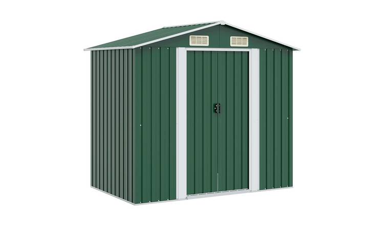 Walplus Galvanised Steel Garden Storage Shed Metal - Green - 204 x 132 x 186 cm