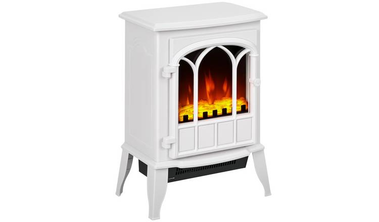 HOMCOM Freestanding LED Electric Fireplace with LED Flame Effect - White
